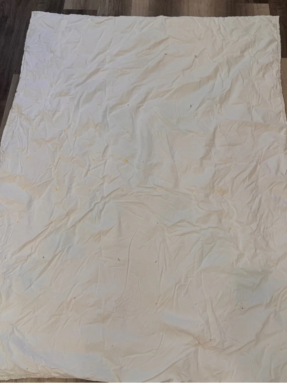 Vintage Handmade Patchwork Quilt White, Blue & Yellow Tattered Country
